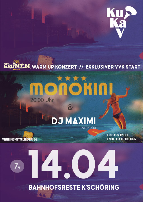 Bannerbild 14.04.2023 Im Grünen Warmup – Monokini Live